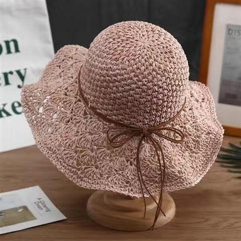 Women’s Handmade Crochet Straw Hat – Summer Sun Protection