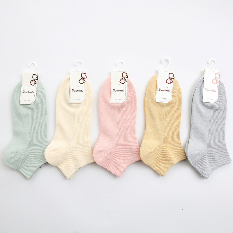 Women’s Double Needle Cotton Ankle Socks – Solid Color Short Casual