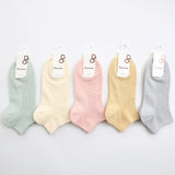 Women’s Double Needle Cotton Ankle Socks – Solid Color Short Casual