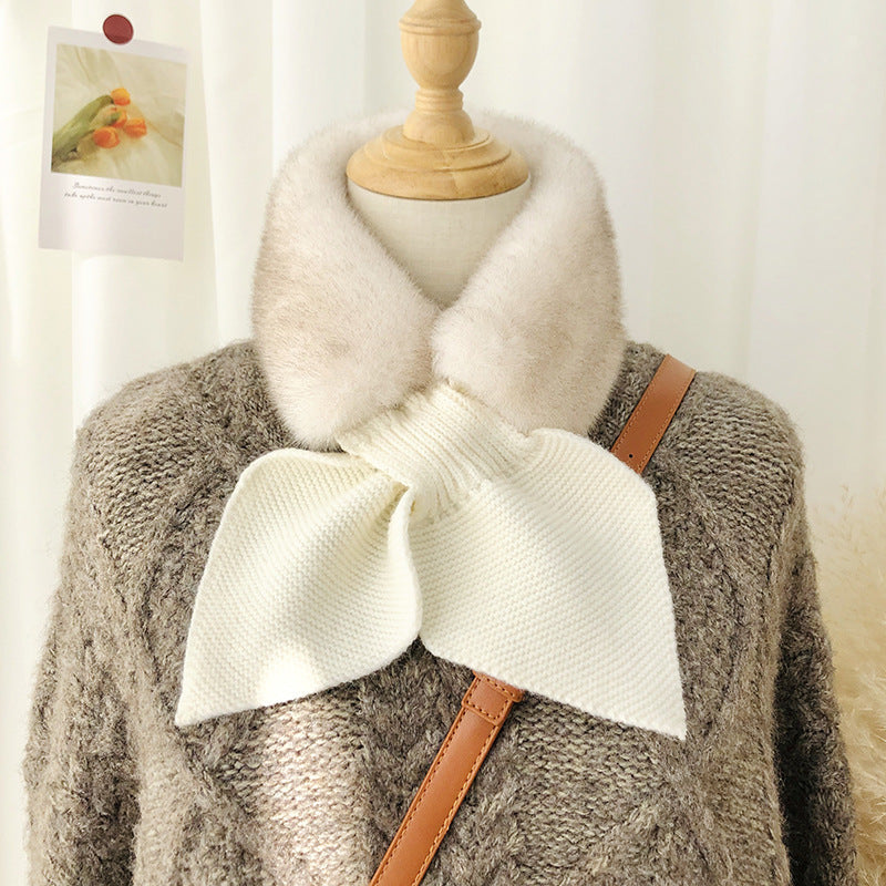 Bow-Knot Faux Rabbit Fur Scarf – Soft & Warm Winter Neck Wrap
