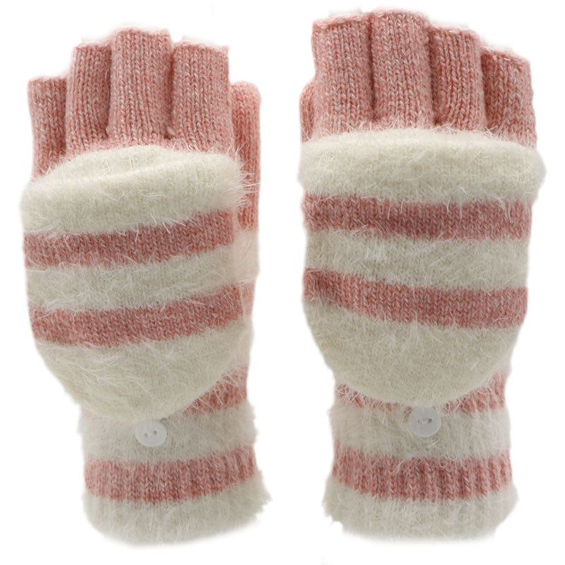 Flip Half Finger Knitted Gloves – Warm Wool-Blend Winter Design