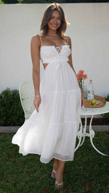 Elegant Hollow Backless Maxi Dress – Spaghetti Strap Swing Dress for Women