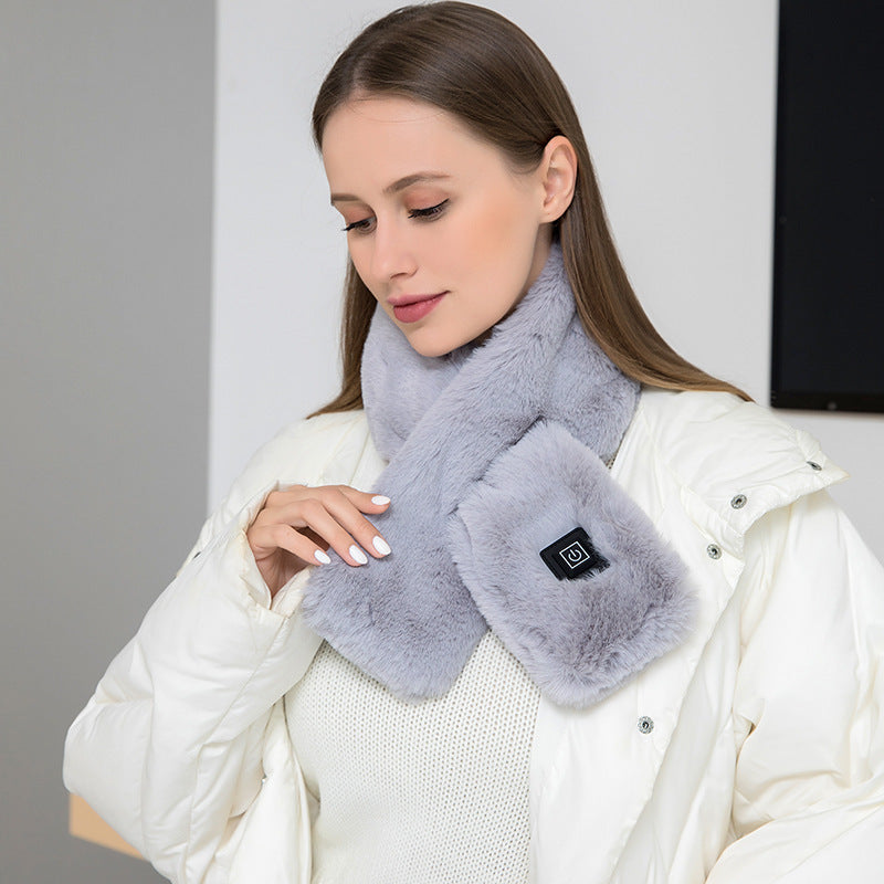 Heated Faux Fur Scarf – USB Rechargeable Neck Warmer