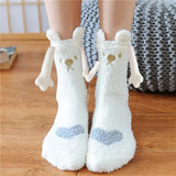 Magnetic Christmas Couple Socks – Coral Fleece Warm Slipper Tube