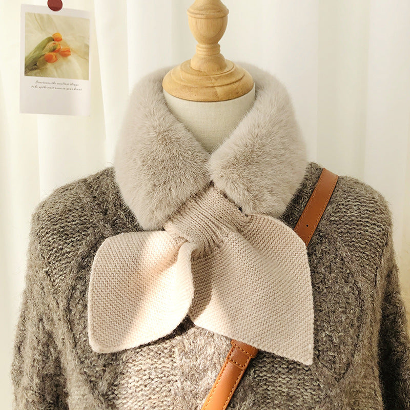 Bow-Knot Faux Rabbit Fur Scarf – Soft & Warm Winter Neck Wrap