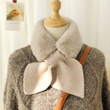 Bow-Knot Faux Rabbit Fur Scarf – Soft & Warm Winter Neck Wrap