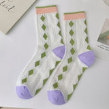 Women’s Floral Cotton Crew Socks – Cute Mid-Calf Mesh Style