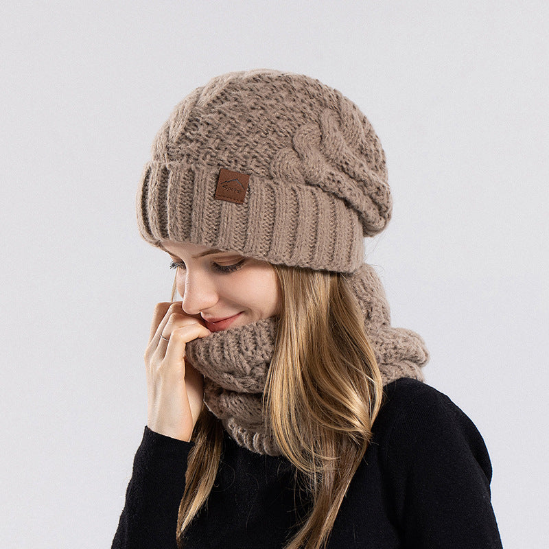 Women’s Knitted Hat & Scarf Set – Winter Warm Earmuff Beanie