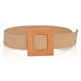 Boho Woven Waist Belt – Wide Linen-Inspired Belt with Round Buckle