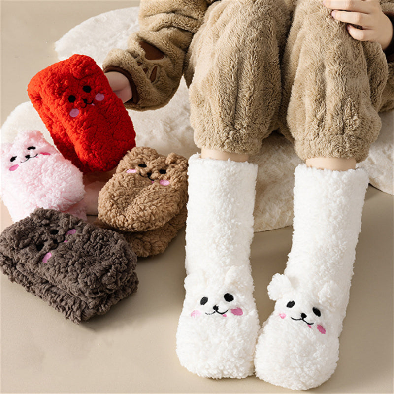 Women’s Coral Velvet Floor Socks – Cute Non-Slip Warm Winter Homewear