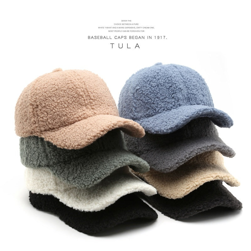 Unisex Lamb Wool Baseball Cap – Warm & Stylish Curved Brim Hat