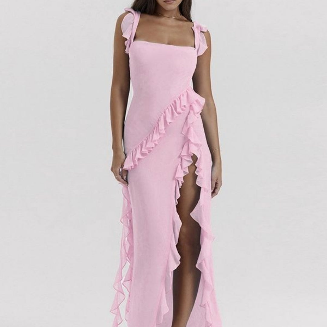 Stringy Selvedge Maxi Dress – Slim Fit Sleeveless Stitching Summer Dress