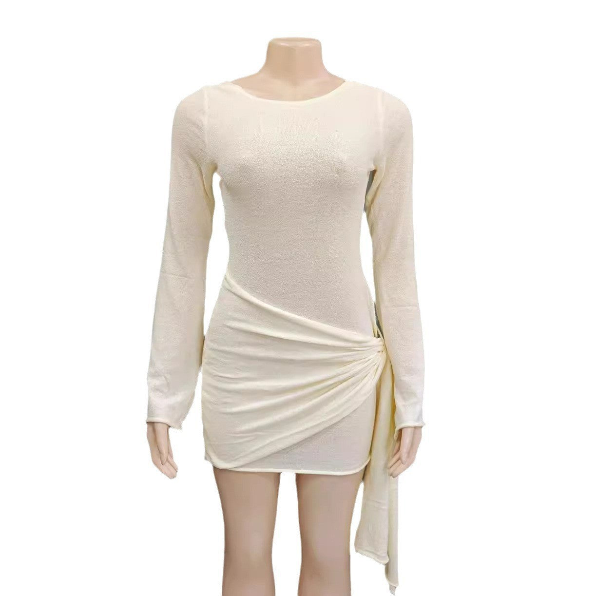 Fashionable Knitted Mini Dress – Long Sleeve High Waist Bodycon