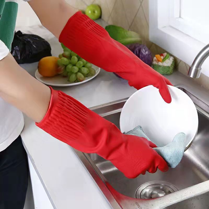 Household Kitchen Rubber Gloves – Waterproof Extended Dishwashing Design