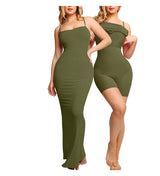 Women’s Shapewear Maxi Dress – Slim Fit Tummy Control Bodysuit with Chest Pad
