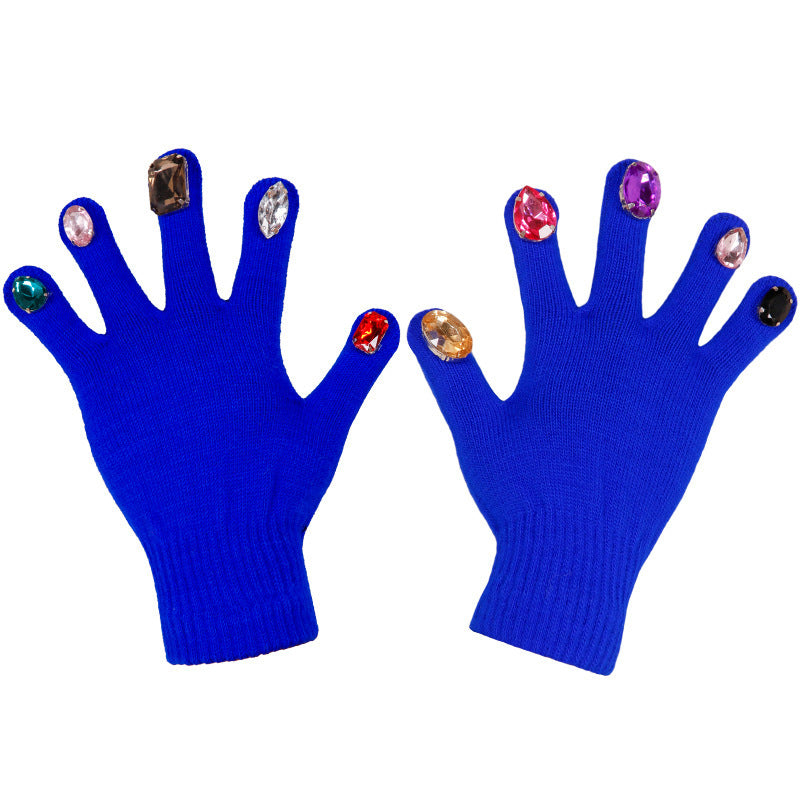 DIY Split Finger Knitted Gloves with Colorful Diamond Design – Street Style