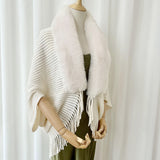 Solid Knit Cashmere-Feel Shawl – Winter Wrap with Tassels