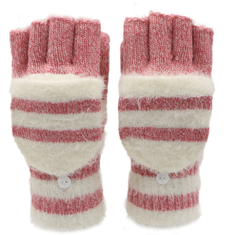 Flip Half Finger Knitted Gloves – Warm Wool-Blend Winter Design