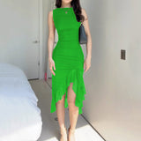 Summer Sleeveless Irregular Slit Dress