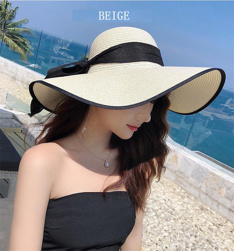 Women’s Floppy Bow Sun Hat – Wide Brim Foldable Summer Hat