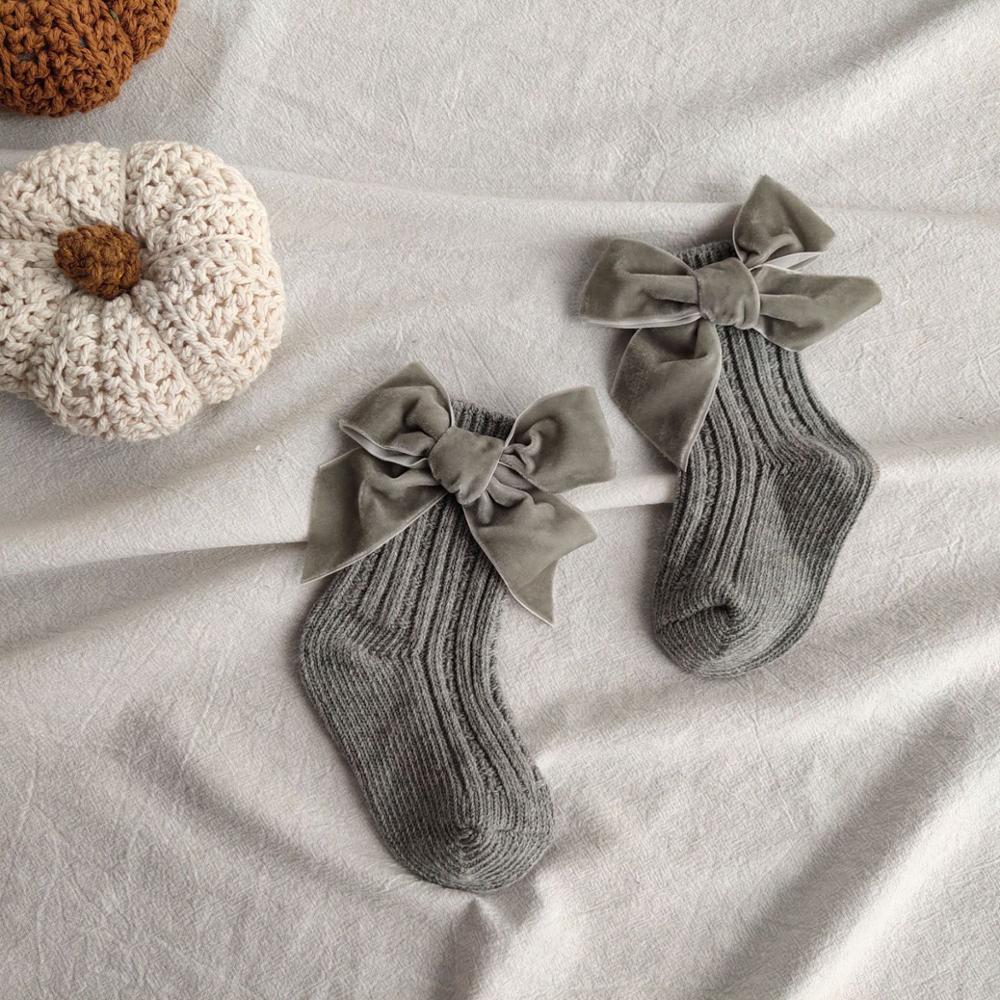 Baby Bowknot Cotton Socks – Pure Color Tube Style