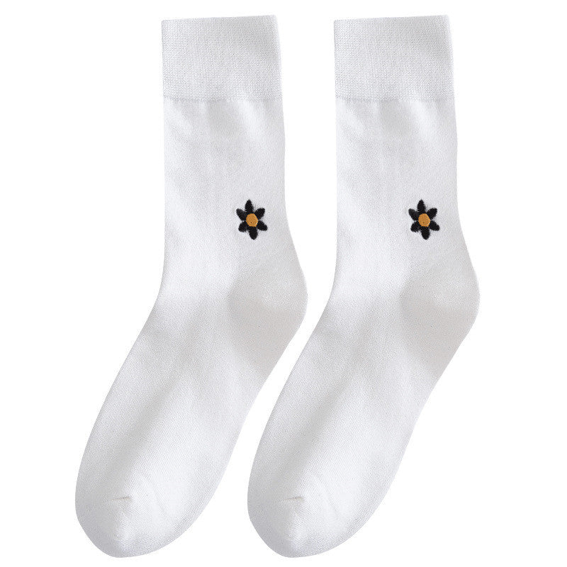 Stars & Moon Embroidered JK Socks – High-Top Cotton Tide Stockings