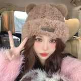 Women’s Plush Bear Hat – Cute Furry Winter Warm Hat