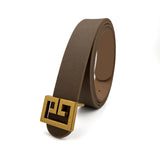 Geometric Bronze Buckle Belt – Faux Leather Waist Accessory for Women