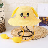 Children’s Rabbit Ear Straw Sun Hat – Moving Ear Cartoon Summer Hat