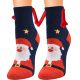 Magnetic Christmas Couple Socks – Coral Fleece Warm Slipper Tube