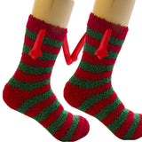 Magnetic Christmas Couple Socks – Coral Fleece Warm Slipper Tube
