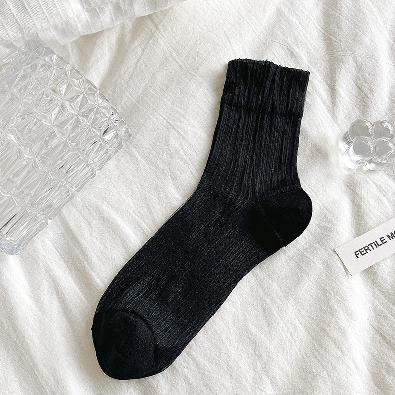 Women’s Crystal Nylon Mid-Calf Socks – Sheer Breathable Stockings