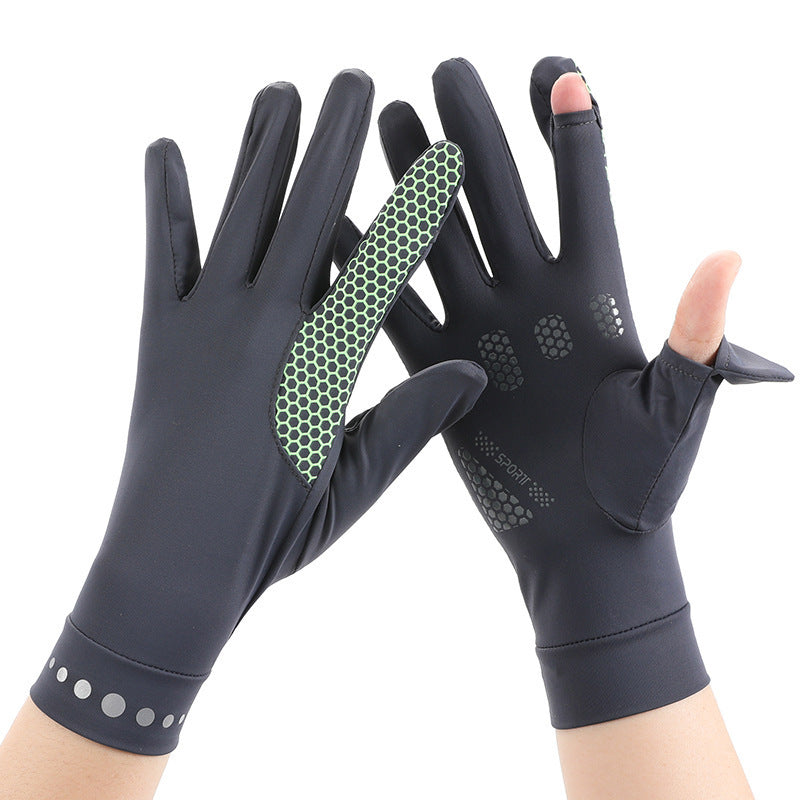 Summer UV Protection Ice Silk Gloves – Breathable, Elastic & Lightweight