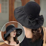 Women’s Straw Sun Hat – Large Brim with Big Bow UV Protection