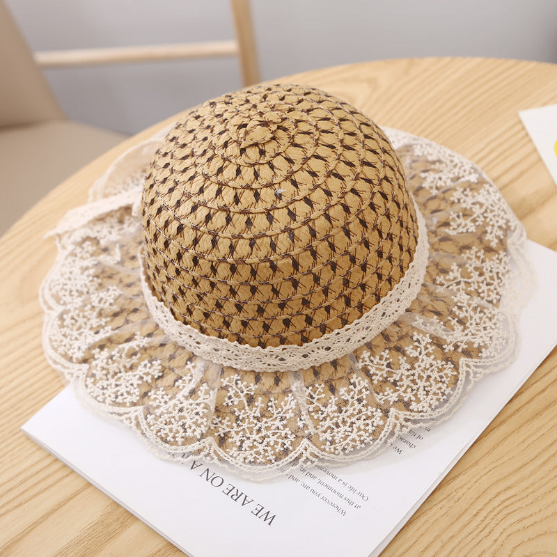 Women’s Lace Bow Straw Sun Hat – Breathable Summer Style