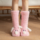 Women’s Plush Dog Floor Socks – Cute Non-Slip Winter Warm Design