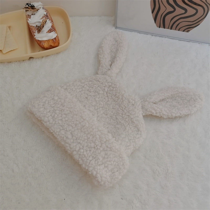 Cute Lambswool Plush Rabbit Ears Hat – Winter Warm Beanie