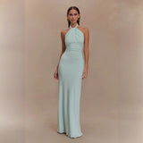 Bodycon Halter Maxi Dress – Sexy Backless Slim Fit Evening Dress