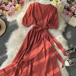 Fashion Simple Ladies Retro V Dress